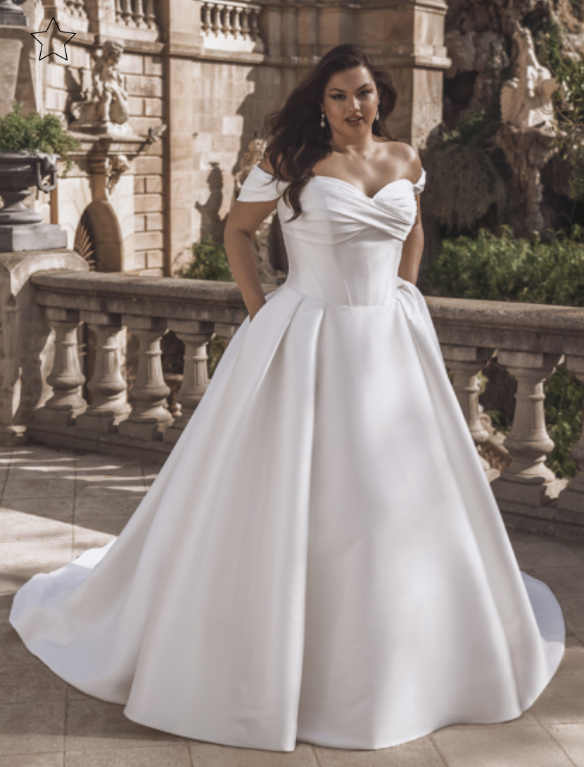 portrait bridal gown plus size model