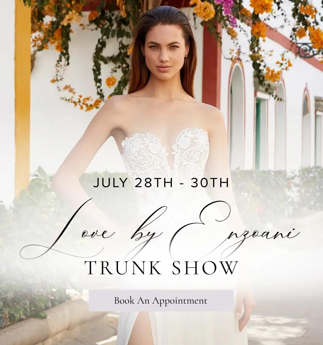 "Love by Enzoani Trunk Show" banner for mobile