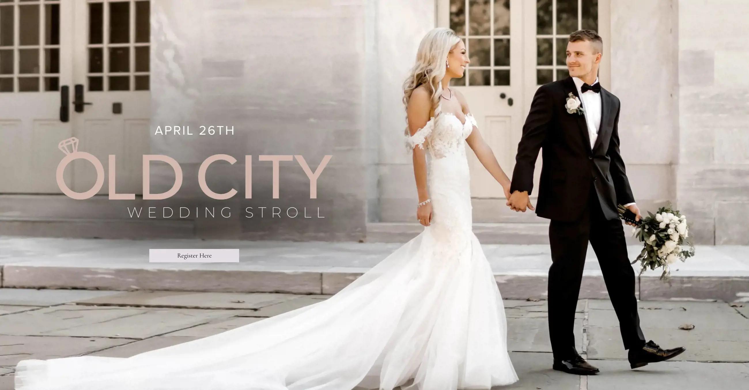 "Old City Wedding Stroll Event" banner for desktop