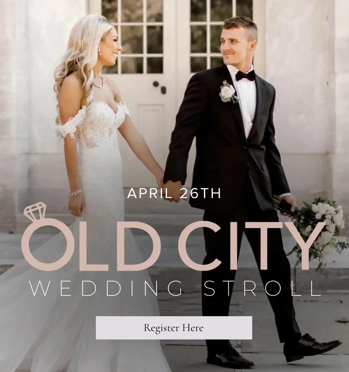 "Old City Wedding Stroll Event" banner for mobile