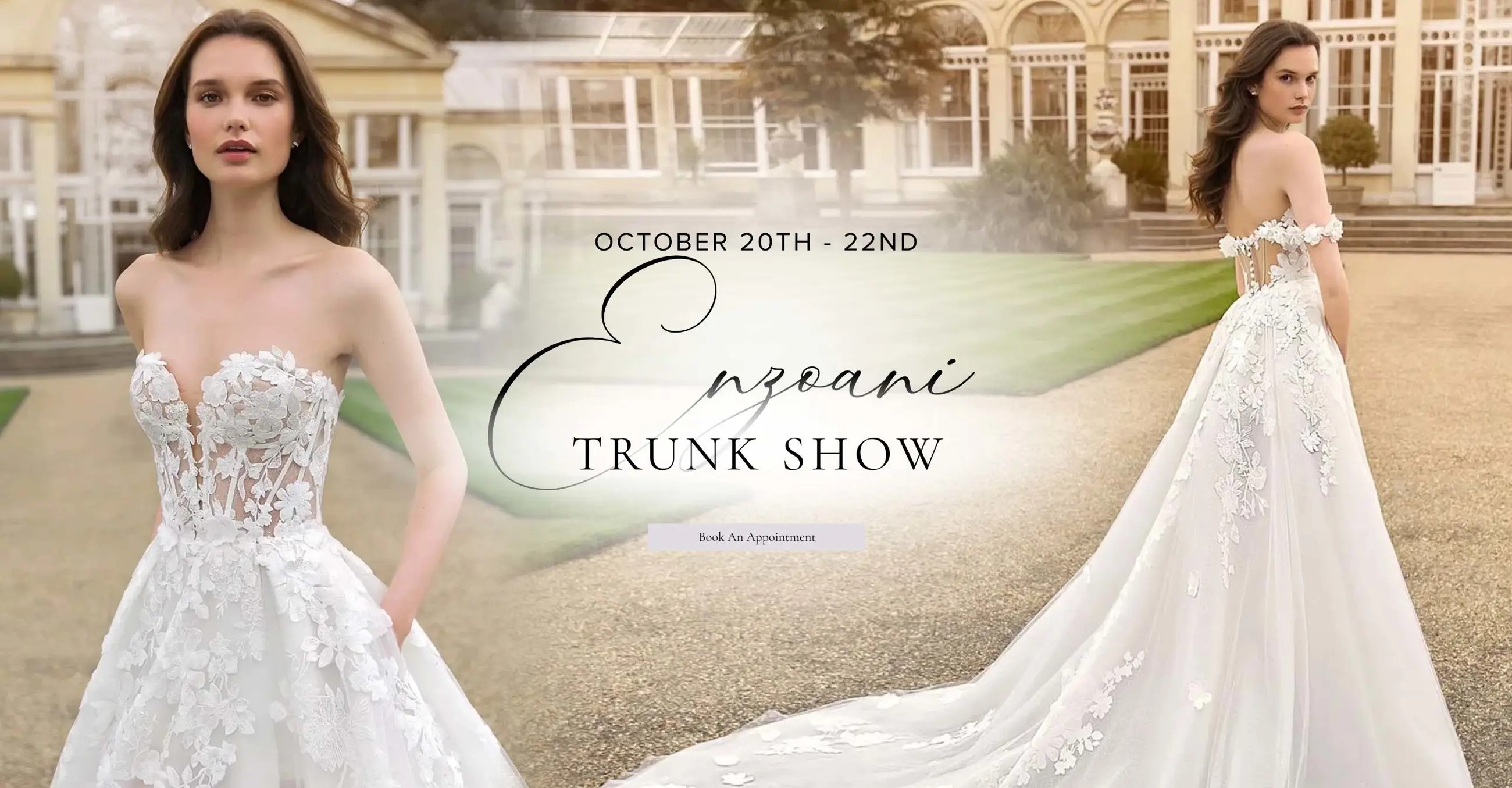 "Enzoani Trunk Show" banner for desktop