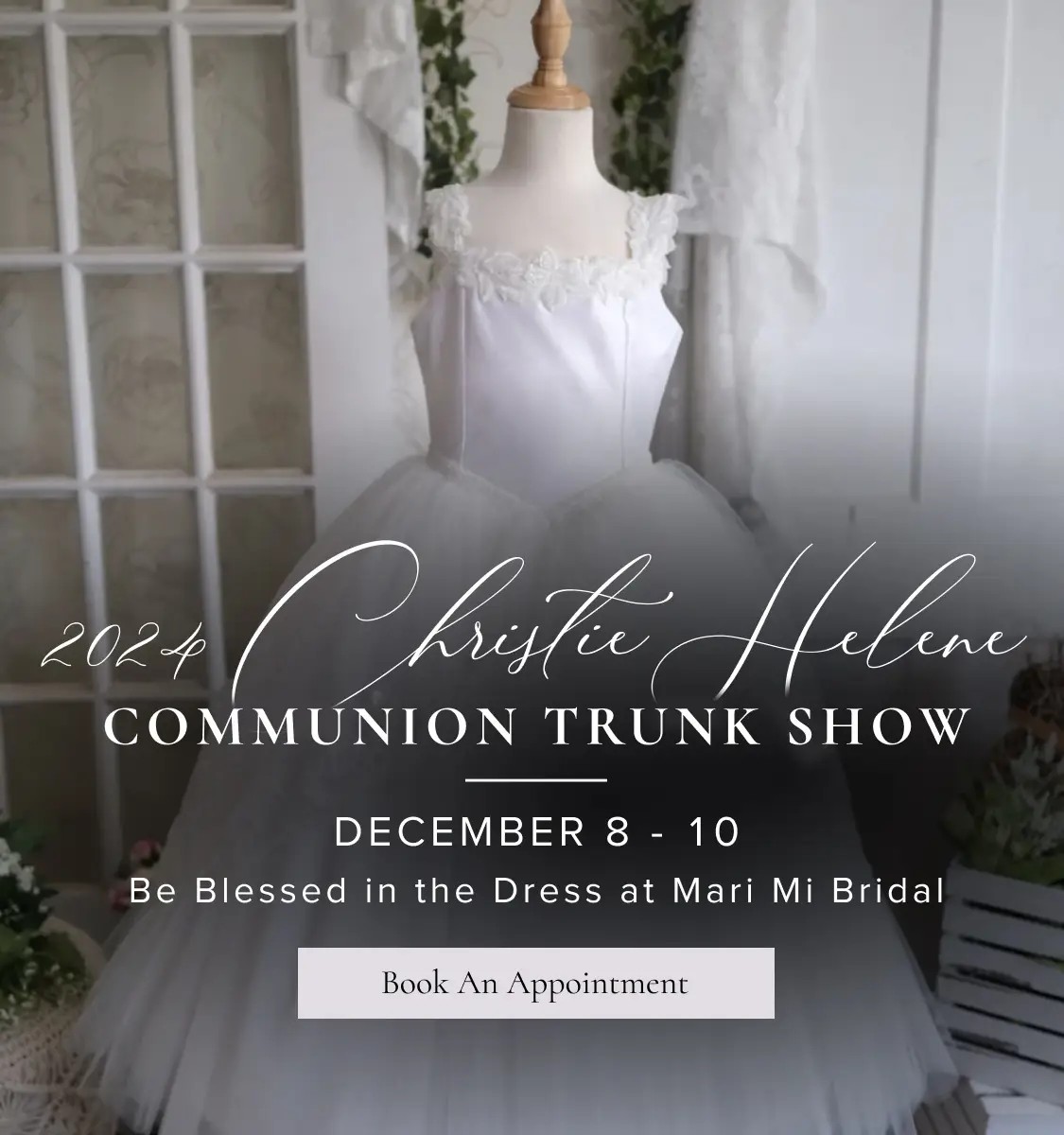 2024 Christie Helene Communion Trunk Show banner mobile